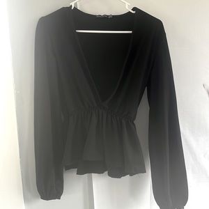 Deep V-Neck Peplum Top